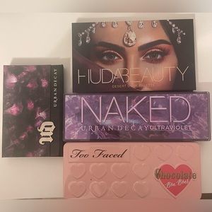 HIGHEND eyeshadow palette bundle (too faced, urban decay & huda beauty)